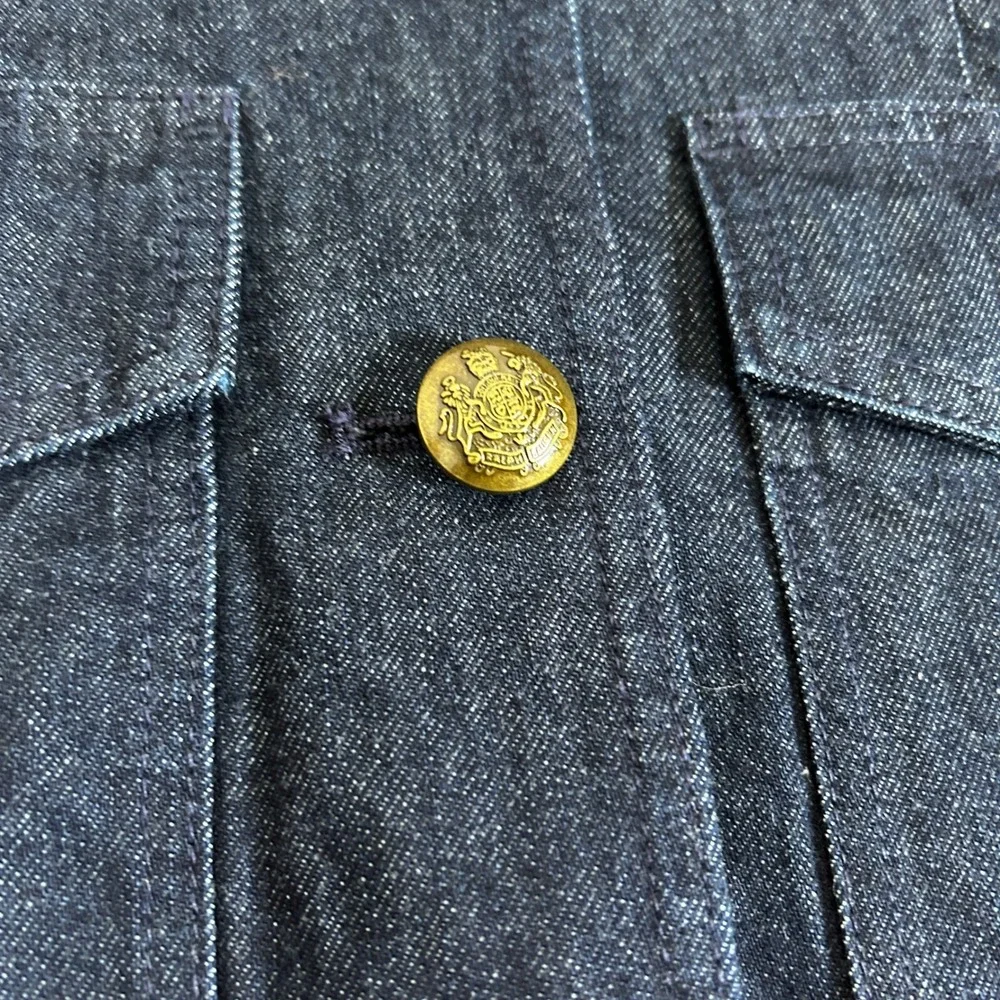 NWT Lauren Ralph Lauren Denim Field Jacket Women 4 Blue Gold Button Military